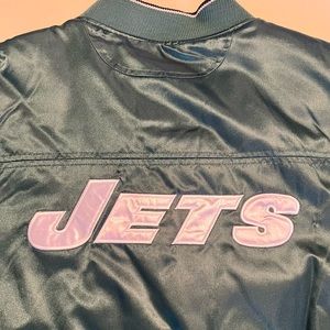 New York Jets Satin Style Varsity Bomber Jacket Mens NFL Brand XXL NWOT Vintage